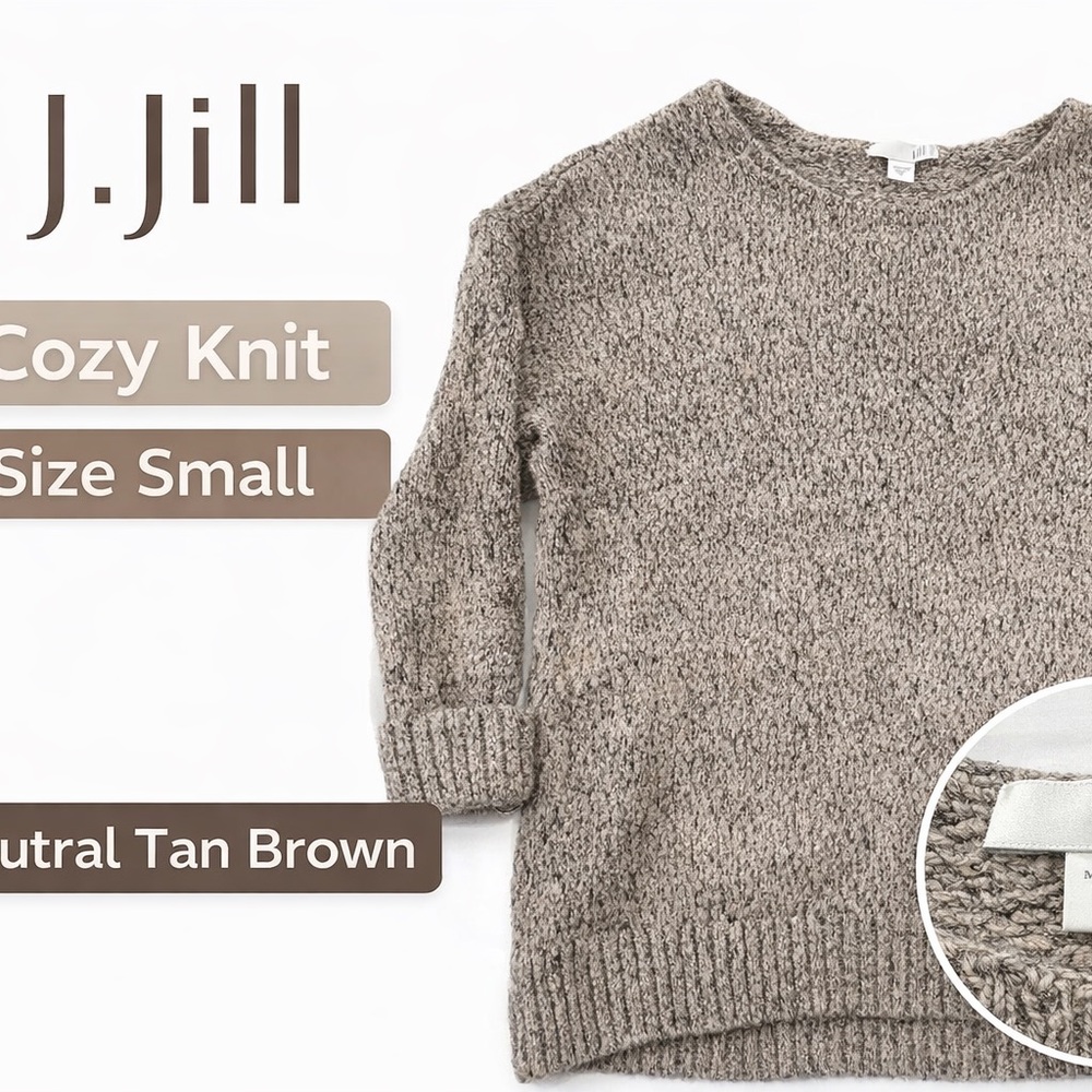 J.Jill Chunky Knit Sweater Women’s Size Small Neutral Tan Brown Cozy Pullover